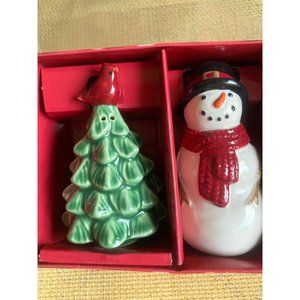 St Nicholas Square Snowman & Christmas Tree Salt & Pepper Shakers NEW